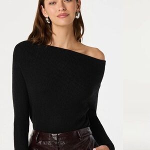 ASTR the Label Black Off-Shoulder Sweater small